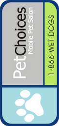 PETCHOICES MOBILE PET SALON 1-866-WET-DOGS logo