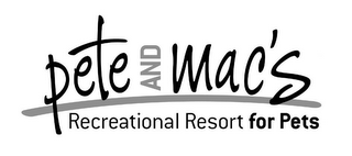 PETE AND MAC'S RECREATIONAL RESORT FOR PETS logo