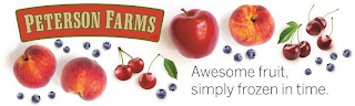 PETERSON FARMS AWESOME FRUIT, SIMPLY FROZEN IN TIME. logo