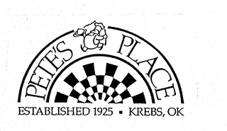 PETE'S PLACE ESTABLISHED 1925 KREBS, OK logo