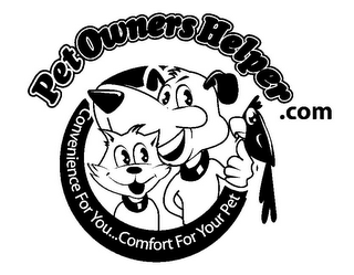 PETOWNERSHELPER .COM CONVENIENCE FOR YOU...COMFORT FOR YOUR PET logo
