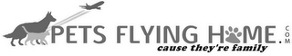 PETS FLYING HOME .COM CAUSE THEY'RE FAMILY logo