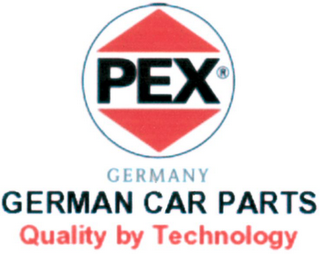PEX GERMANY GERMAN CAR PARTS QUALITY BY TECHNOLOGY logo