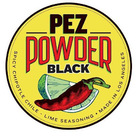 PEZ POWDER BLACK SPICY CHIPOTLE CHILE -LIME SEASONING · MADE IN LOS ANGELES logo