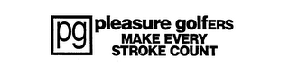 PG PLEASURE GOLFERS MAKE EVERY STROKE COUNT logo