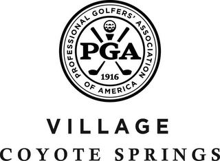 PGA PROFESSIONAL GOLFERS' ASSOCIATION OF AMERICA 1916 VILLAGE COYOTE SPRINGS logo