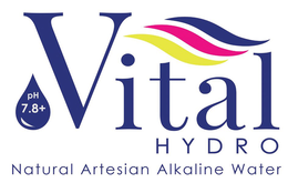 PH 7.8+ VITAL HYDRO NATURAL ARTESIAN ALKALINE WATER logo