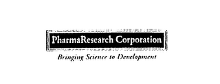 PHARMARESEARCH CORPORATION BRINGING SCIENCE TO DEVELOPMENT logo