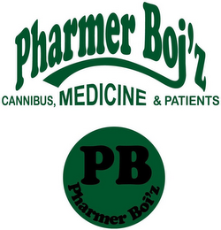 PHARMER BOI'Z CANNIBUS, MEDICINE & PATIENTS PB PHARMER BOI'Z logo