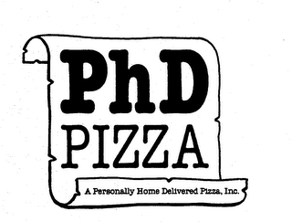 PHD PIZZA A PERSONALLY HOME DELIVERED PIZZA, INC. logo