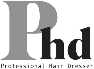 PHD PROFESSIONAL HAIR DRESSER logo