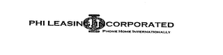 PHI LEASING, INCORPORATED PHONE HOME INTERNATIONALLY logo