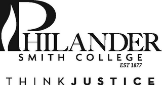 PHILANDER SMITH COLLEGE EST 1877 THINK JUSTICE logo