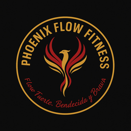 PHOENIX FLOW FITNESS, FLOW FUERTE. BENDECIDA Y BRAVA logo