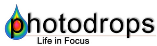 PHOTODROPS LIFE IN FOCUS logo