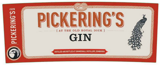 PICKERING'S (AT THE OLD ROYAL DICK) GIN PICKERING'S GIN DISTILLED AND BOTTLED AT SUMMERHALL DISTILLERY EDINBURGH logo