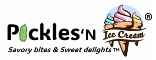 PICKLES'N SAVORY BITES & SWEET DELIGHTS ICE CREAM R TM logo