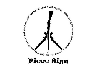 PIECE SIGN A WELL REGULATED MILITIA, BEING NECESSARY TO THE SECURITY OF A FREE STATE, THE RIGHT OF THE PEOPLE TO KEEP AND BEAR ARMS, SHALL NOT BE INFRINGED. logo