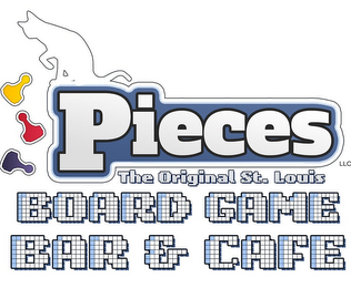 PIECES LLC THE ORIGINAL ST. LOUIS BOARD GAME BAR & CAFE logo