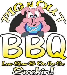 PIG N OUT BBQ LOW SLOW & ON THE GO SMOKIN! logo