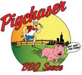 PIGCHASER BBQ SAUCE NOT JUST FOR PORK logo