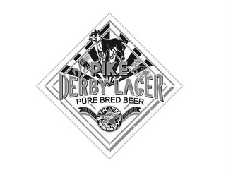 PIKE DERBY LAGER PURE BRED BEER P THE PIKE SEATTLE BREWING CO. FAMILY OWNED MALT HOPS logo