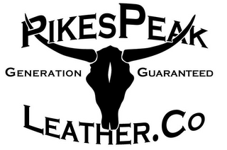 PIKES PEAK LEATHER. CO GENERATION GUARANTEED logo
