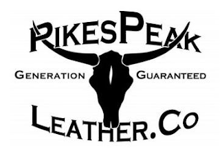 PIKES PEAK LEATHER. CO GENERATION GUARANTEED logo