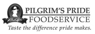 PILGRIM'S PRIDE FOODSERVICE BO PILGRIM TASTE THE DIFFERENCE PRIDE MAKES logo