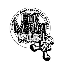 PINK MONKEY WATER BOTTLED IN BIODEGRADABLE BOTTLES logo
