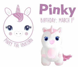 PINKY BIRTHDAY: MARCH 1ST PINKY THE UNICORN logo