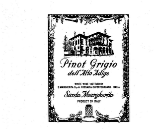 PINOT GRIGIO DELL ALTO ADIGE SANTA MARGHERITA PRODUCT OF ITALY WHITE WINE - BOTTLED BY S. MARGHERITA S.P.A. FOSSALTA DI PORTOGRUARDO - ITALIA logo