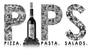 PIPS PIZZA. PASTA. SALADS. PIPS THE JOY OF WINE logo