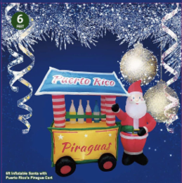 PIRAGUAS PUERTO RICO 6 FEET INFLATABLE SANTA WITH PUERTO RICO'S PIRAGUA CART logo