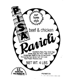 PISA BEEF & CHICKEN RAVIOLI OUR HOME STYLE logo