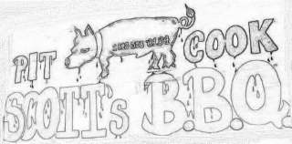 PIT COOK SCOTT'S B.B.Q. 1 843 558 0134 logo