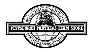 PITTSBURGH PANTHERS TEAM STORE WORLD HEADQUARTERS FOR PANTHERS MERCHANDISE logo