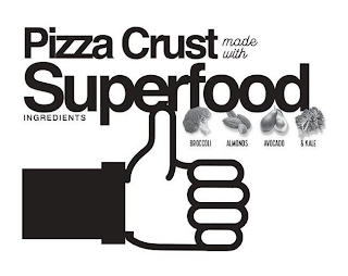 PIZZA CRUST MADE WITH SUPERFOOD INGREDIENTS BROCCOLI ALMONDS AVOCADO & KALE logo