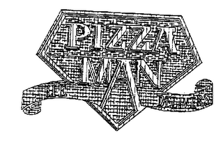 PIZZA MAN HE DELIVERS logo