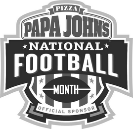 PIZZA PAPA JOHN'S NATIONAL FOOTBALL MONTH OFFICIAL SPONSOR logo