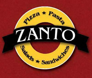 PIZZA, PASTA, SALADS, SANDWICHES, ZANTO logo
