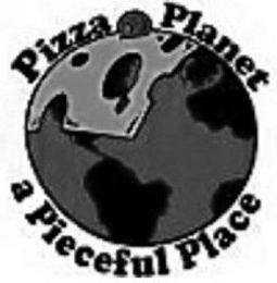 PIZZA PLANET A PIECEFUL PLACE logo