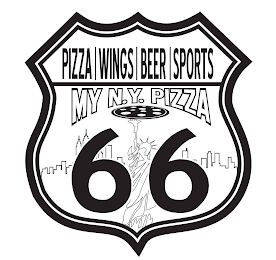 PIZZA WINGS BEER SPORTS  MY N.Y. PIZZA 66 logo