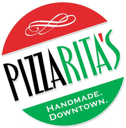 PIZZARITA'S HANDMADE. DOWNTOWN. logo