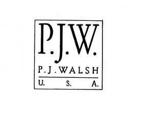 P.J.W. P.J. WALSH U. S. A. logo