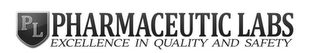 PL PHARMACEUTIC LABS EXCELLENCE IN QUALITY AND SAFETY logo
