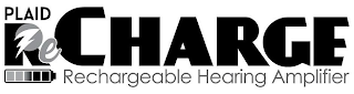 PLAID RECHARGE RECHARGEABLE HEARING AMPLIFIER logo