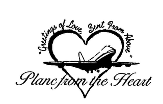 PLANE FROM THE HEART "GREETINGS OF LOVE, SENT FROM ABOVE" logo