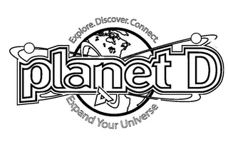 PLANET D EXPLORE. DISCOVER. CONNECT. EXPAND YOUR UNIVERSE logo