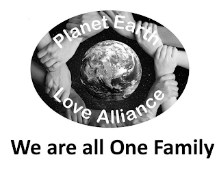 PLANET EARTH LOVE ALLIANCE WE ARE ALL ONE FAMILY logo